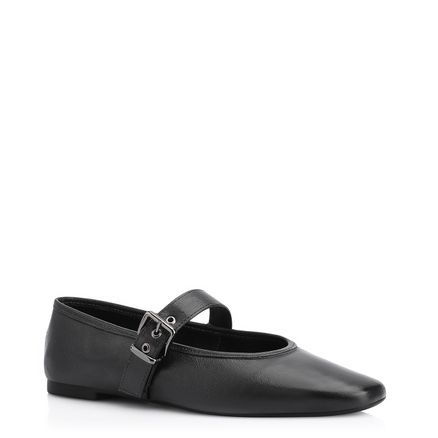 Sapatilha Fivela - Couro Preto