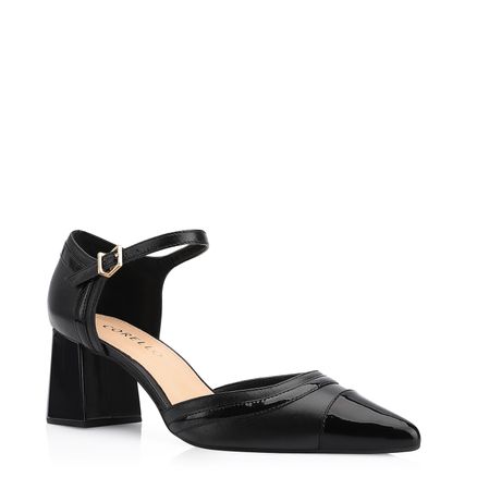 Scarpin - Couro Preto/Verniz Preto