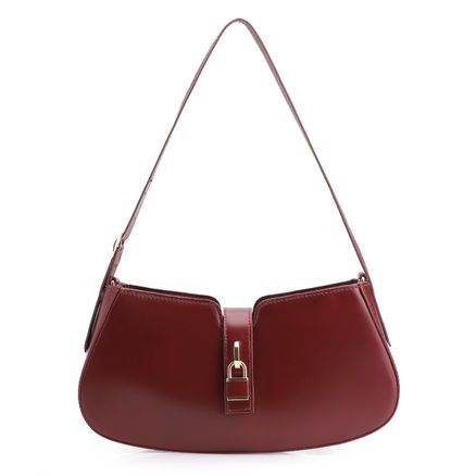 Bolsa De Ombro Cadeado - Couro Vinho