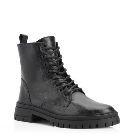 Bota Coturno - Couro Preto Tratorada