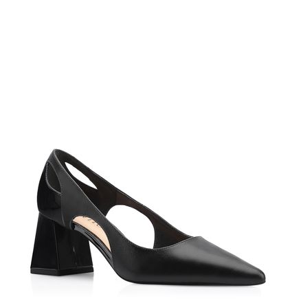 Scarpin - Couro Preto/Verniz Preto