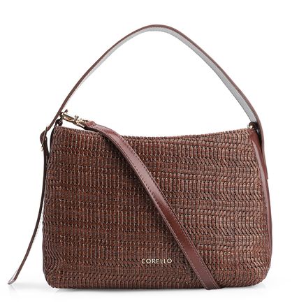 Bolsa De Mão - Couro Marrom/Alt Tramado Marrom