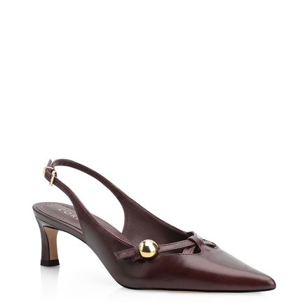 Scarpin Esferas - Couro Vinho Escuro