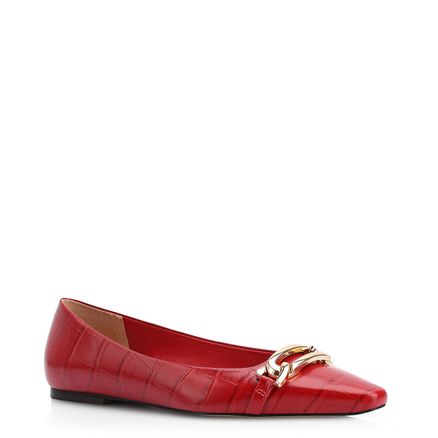 Sapatilha Bridão - Couro Croco Vermelho