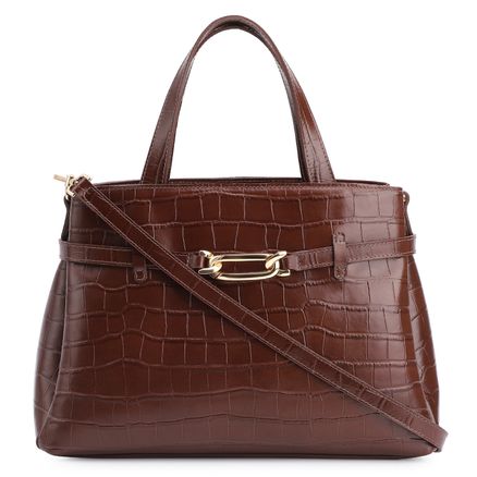Bolsa Tote Bridão - Couro Croco Marrom