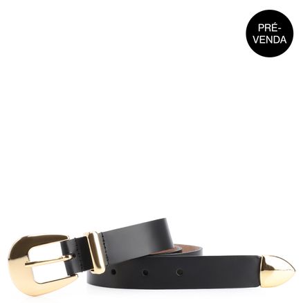 Cinto Western - Couro Preto