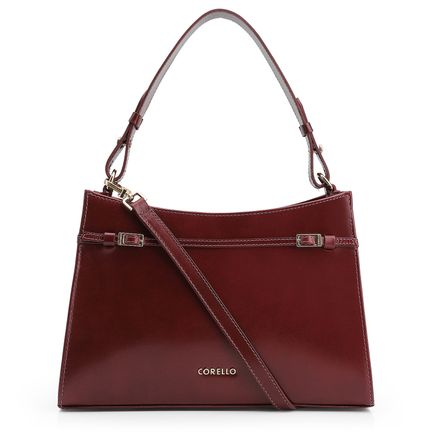 Bolsa De Ombro Fivelas - Couro Vinho