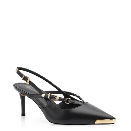 Scarpin Fivelas - Couro Preto