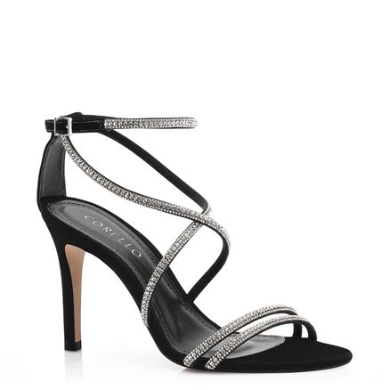 Sandália - Alt Nobuck Preto/Strass Prata