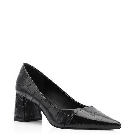 Scarpin - Couro Croco Preto
