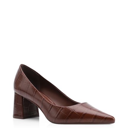 Scarpin - Couro Croco Marrom