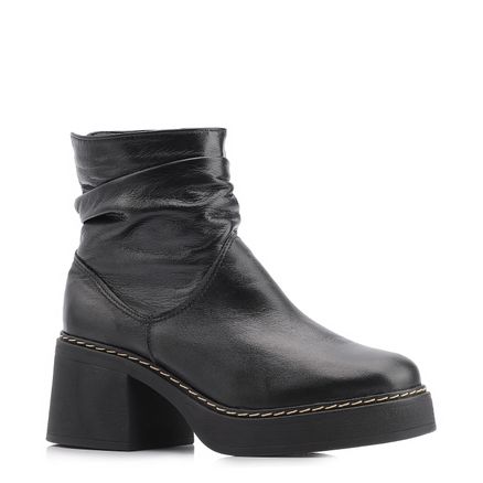 Bota Drapeada - Couro Preto