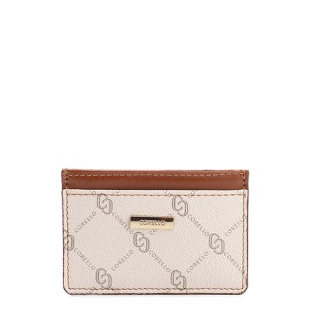 Porta Cartão - Alt Monograma Off White/Couro Marrom