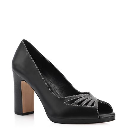 Peep Toe - Couro Preto