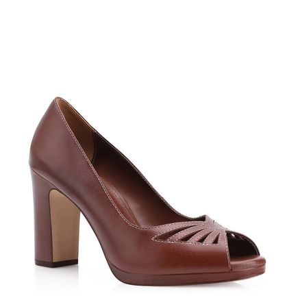 Peep Toe - Couro Marrom