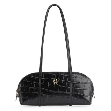 Bolsa De Ombro - Couro Croco Preto