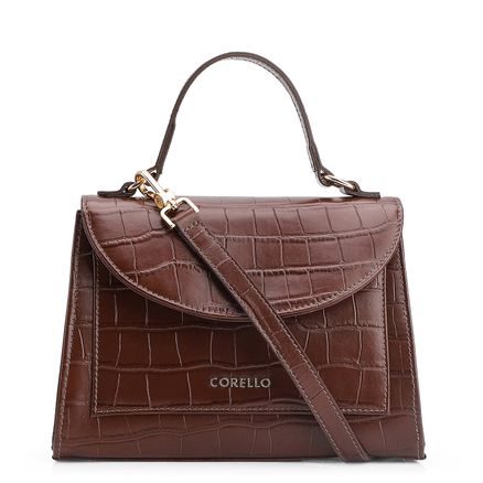 Bolsa De Mão - Couro Croco Marrom