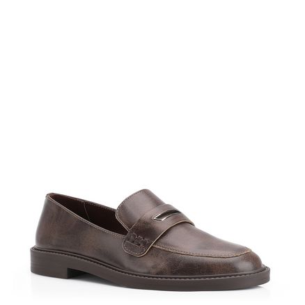 Mocassim - Couro Estonado Marrom