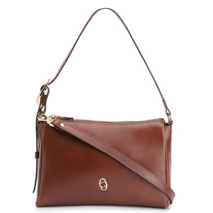 Bolsa De Ombro Fivela - Couro Marrom Escuro