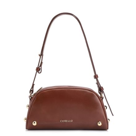 Bolsa Transversal Esferas - Couro Marrom