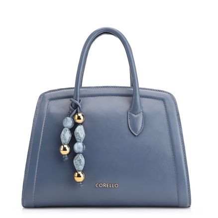 Bolsa Tote Bag Charm - Couro Azul