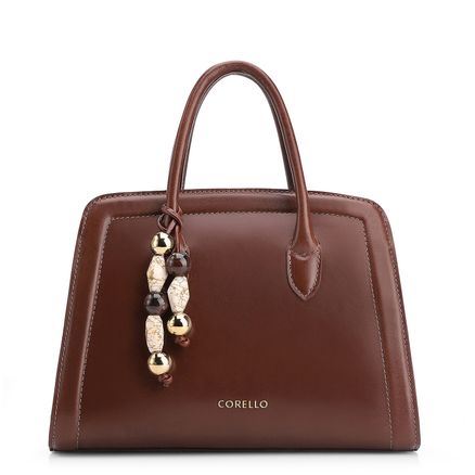 Bolsa Tote Bag Charm - Couro Marrom