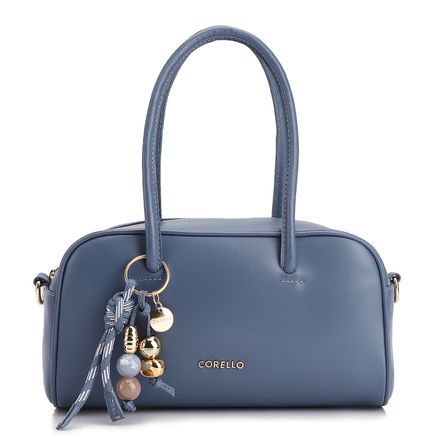 Bolsa De Ombro Bowling - Couro Azul Bag Charm