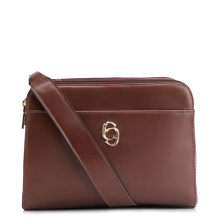 Bolsa Transversal - Couro Marrom Escuro