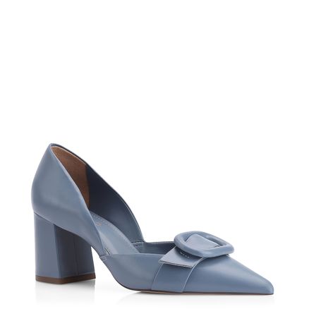 Scarpin Fivela - Couro Azul