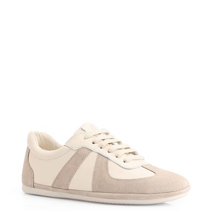 Tênis - Couro Off White/Couro Camurça Cinza
