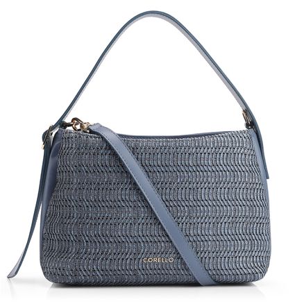 Bolsa De Mão - Couro Azul/Alt Tramado Azul Claro