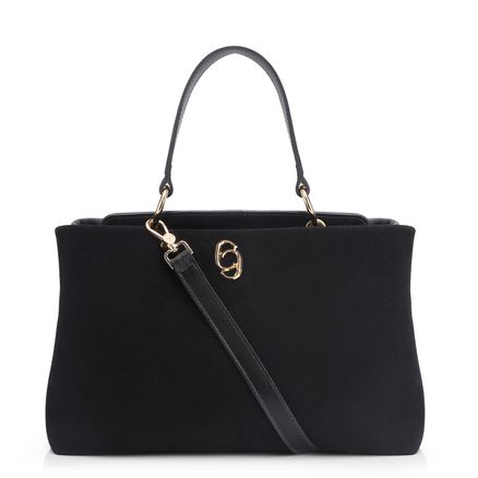 Bolsa Tote - Couro Camurça/Couro Preto