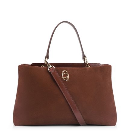 Bolsa Tote - Couro Camurça/Couro Marrom Escuro