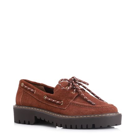 Mocassim Oxford Dockside - Couro Camurça Marrom Escuro