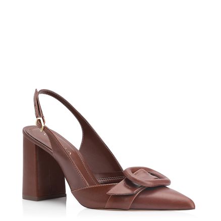 Scarpin Fivela - Couro Marrom