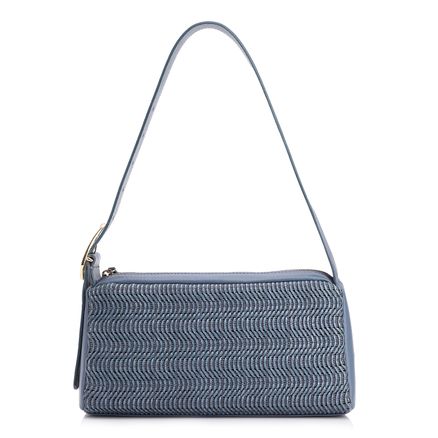Bolsa De Ombro - Couro Azul/Alt Tramado Azul Claro