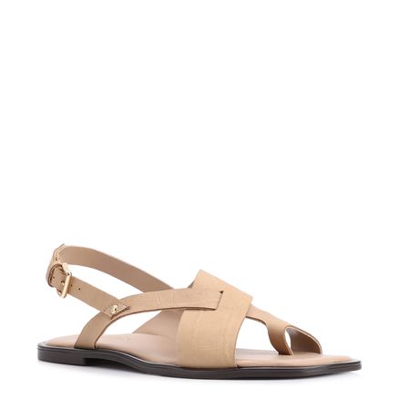 Rasteirinha - Couro Nobuck Croco Bege