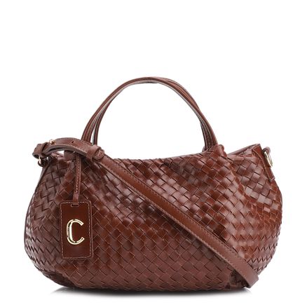 Bolsa Tote Tressê - Couro Marrom Escuro