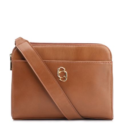Bolsa Transversal - Couro Marrom Claro