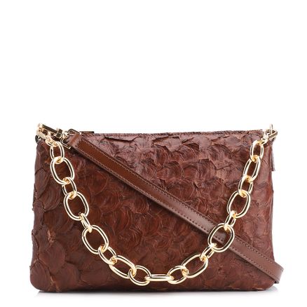 Bolsa Transversal Pirarucu - Marrom Escuro