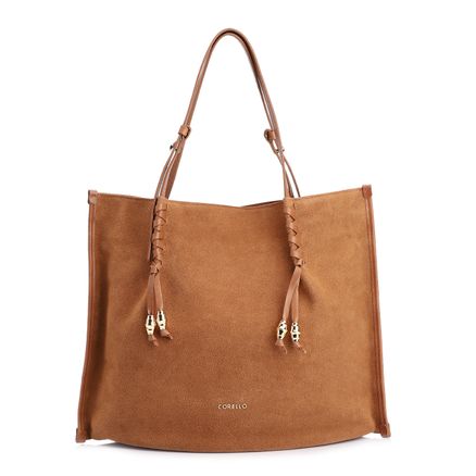 Bolsa Hobo - Couro Camurça/Couro Marrom Claro