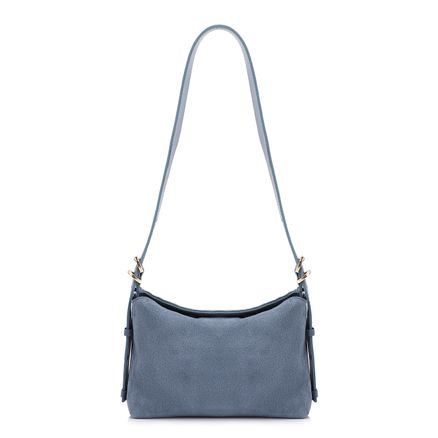 Bolsa Transversal - Couro Camurça/Couro Azul
