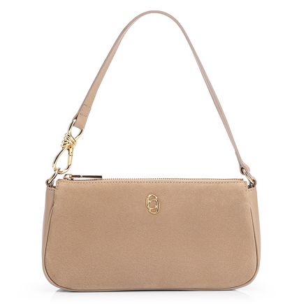 Bolsa De Ombro - Couro Camurça/Couro Bege