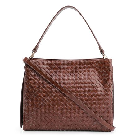 Bolsa De Ombro Tressê - Couro Marrom Escuro