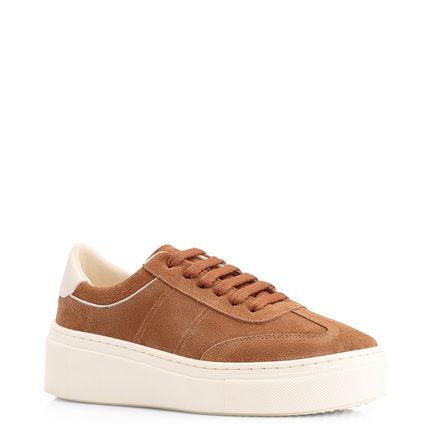 Tênis Flatform - Couro Camurça Marrom Claro