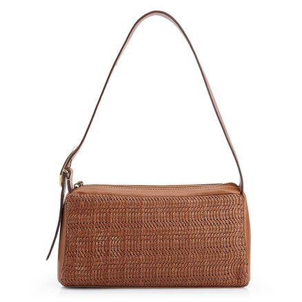 Bolsa De Ombro - Couro Marrom Claro/Alt Tramado Marrom Claro