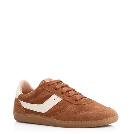 Tênis - Couro Camurça Marrom/Couro Off White