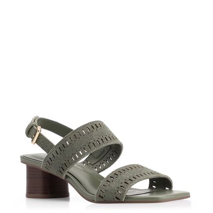 Sandália Laser Cut - Couro Camurça Verde