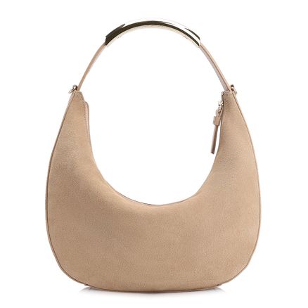 Bolsa De Mão - Couro Camurça/Couro Bege