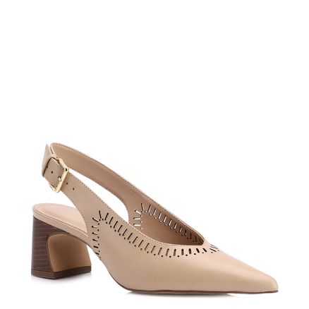 Scarpin Laser Cut - Couro Bege